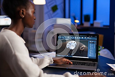 African american engineer developing engineering gear design Stock Photo