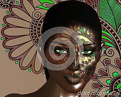 African American Fashion Beauty, green eyes. Stock Photo