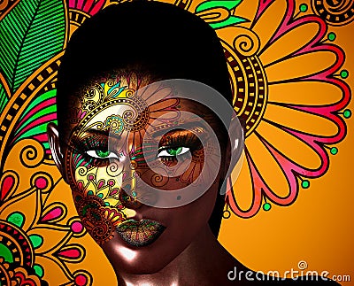 African American Fashion Beauty, green eyes. Stock Photo