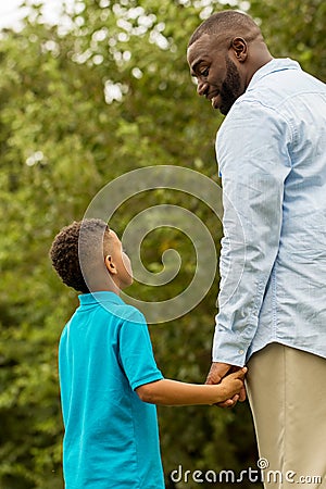 African American father and son. Stock Photo
