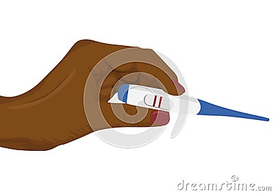 African american female hand holding positive pregnancy test Vector Illustration