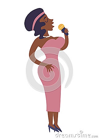 African American female jazz singer vector illustration Vector Illustration