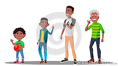 African American Male Vector. Grandfather, Father, Son, Grandson Vector. Isolated Illustration Vector Illustration