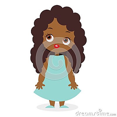 African American girl. Vector illustration eps 10 isolated on white background. Flat cartoon style. Vector Illustration