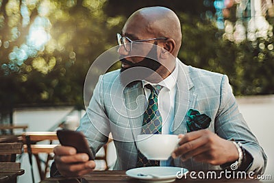 African American guy, coffee break Stock Photo