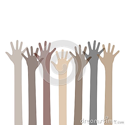 African american hands raised up vector illustration Vector Illustration