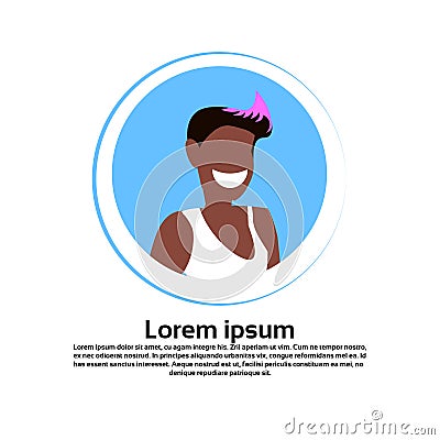 African american hipster woman avatar happy lady face profile female cartoon character portrait isolated flat copy space Vector Illustration