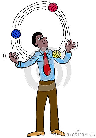 Black worker can juggle many balls Stock Photo