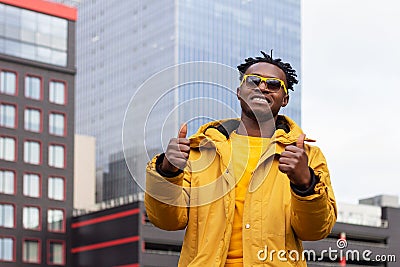 African American man all good success business gesture super Stock Photo