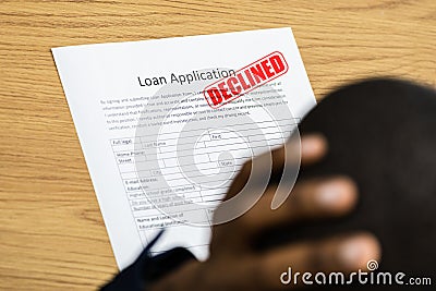 African American Man Credit Application Denied, Declined Stock Photo