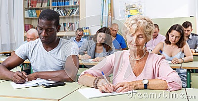 African American man and woman take exam Stock Photo