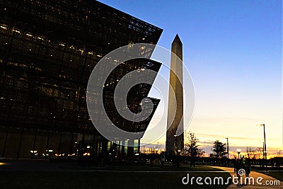 African American Museum of Smithsonian and Washington Monument Editorial Stock Photo