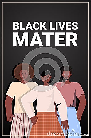 African american people against racial discrimination black lives matter concept social problems of racism Vector Illustration