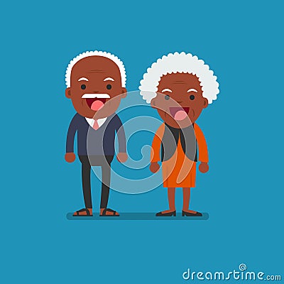 African american people - Retired elderly senior age couple in c Vector Illustration