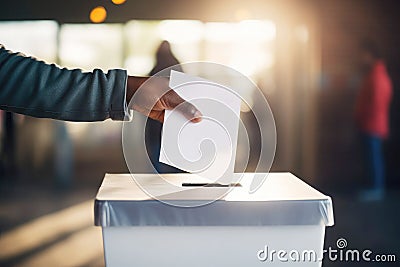 An African American person participates in the democratic election by casting a vote Stock Photo