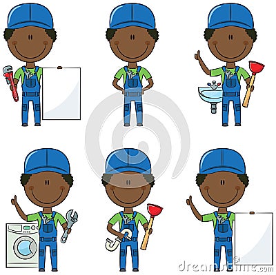 African-American Plumber Vector Illustration