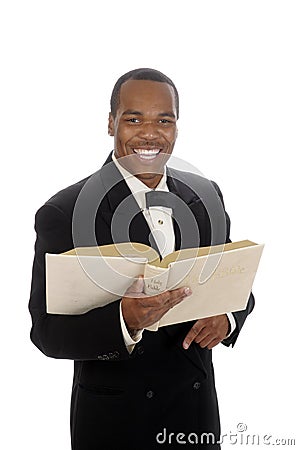 African American preacher giving sermon Stock Photo