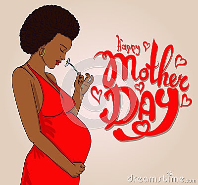 african-american pregnant woman Vector Illustration