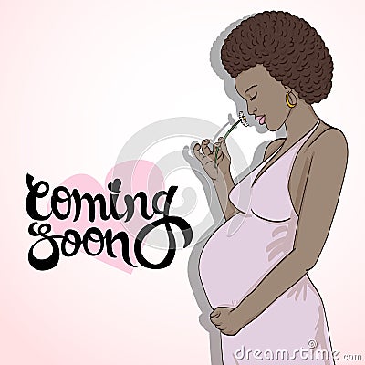 african-american pregnant woman Vector Illustration