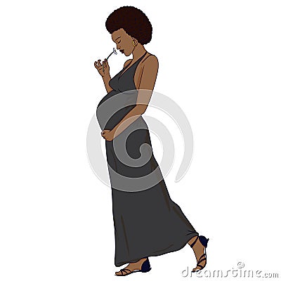 african-american pregnant woman Vector Illustration