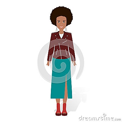 African American pretty girl. Vector Illustration of Black Woman with afro hairstyle. Vector Illustration