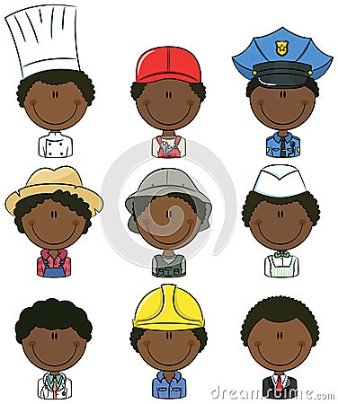 African-American professional people avatars Vector Illustration