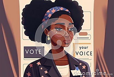 African American ready for presidential elections Cartoon Illustration