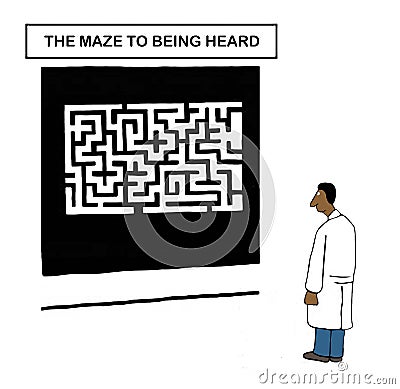 Maze leads to being heard Stock Photo