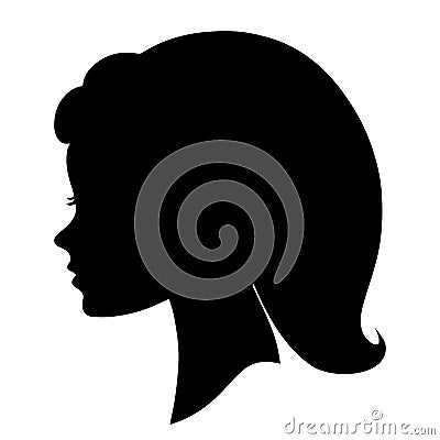 African American Side Silhouette with Curly Hair and Beautiful Face Vector Illustration