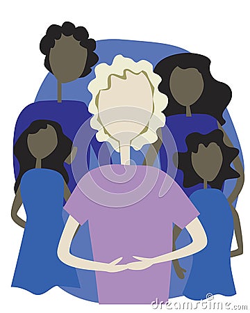 An African American society or people and Europeans or albinos as a concept of inclusiveness and tolerance, a flat vector stock Vector Illustration