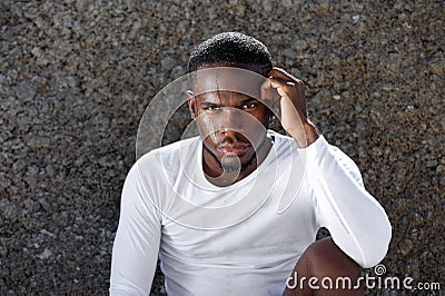 African american sports man with intense stare Stock Photo