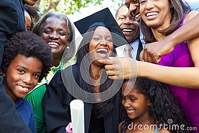 African American Student Celebrates Graduation Stock Photo