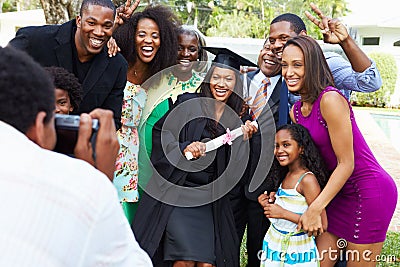 African American Student Celebrates Graduation Stock Photo