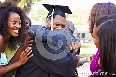 African American Student Celebrates Graduation Stock Photo