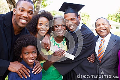 African American Student Celebrates Graduation Stock Photo