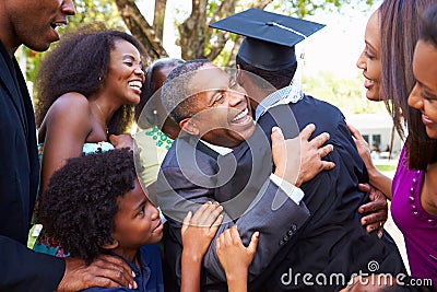 African American Student Celebrates Graduation Stock Photo