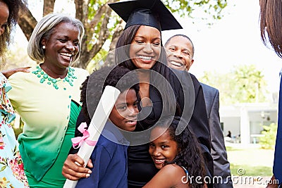 African American Student Celebrates Graduation Stock Photo