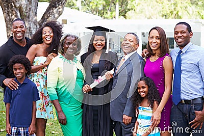 African American Student Celebrates Graduation Stock Photo