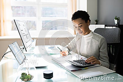African American Tax Professional Female Stock Photo