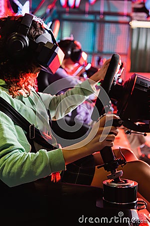 african american teenage girl racing on Stock Photo