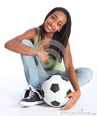 African American teenage soccer school girl Stock Photo