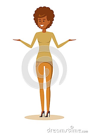 African American woman with curly hair Vector Illustration