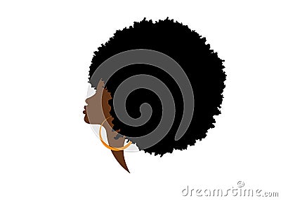 African American woman face profile hair curly. Logo beauty women silhouette with fashion curly afro hair style concept, vector Vector Illustration