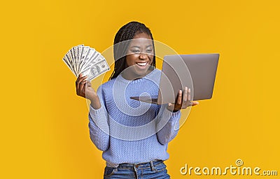 African american woman making money from internet Stock Photo