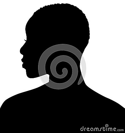 African American woman, African profile picture, silhouette. Girl from the side with very short hair. silhouette Stock Photo