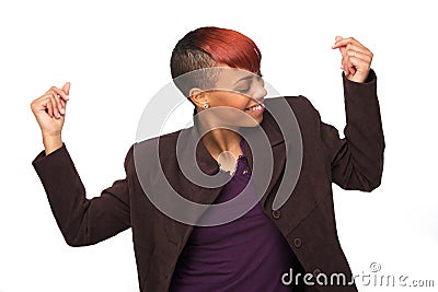 African American Woman Snapping her Fingers to Music Stock Photo