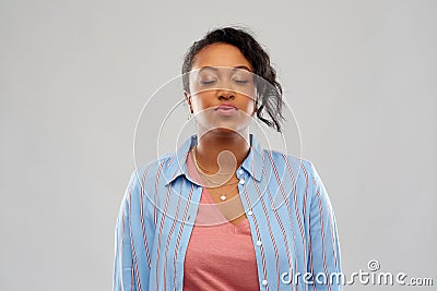 African american woman waiting for kiss Stock Photo