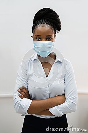 African American Woman Wearing Face Mask Stock Photo