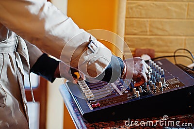 African american young sound producer Stock Photo