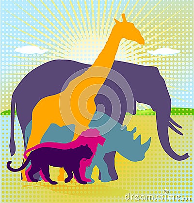 African animal kingdom Vector Illustration